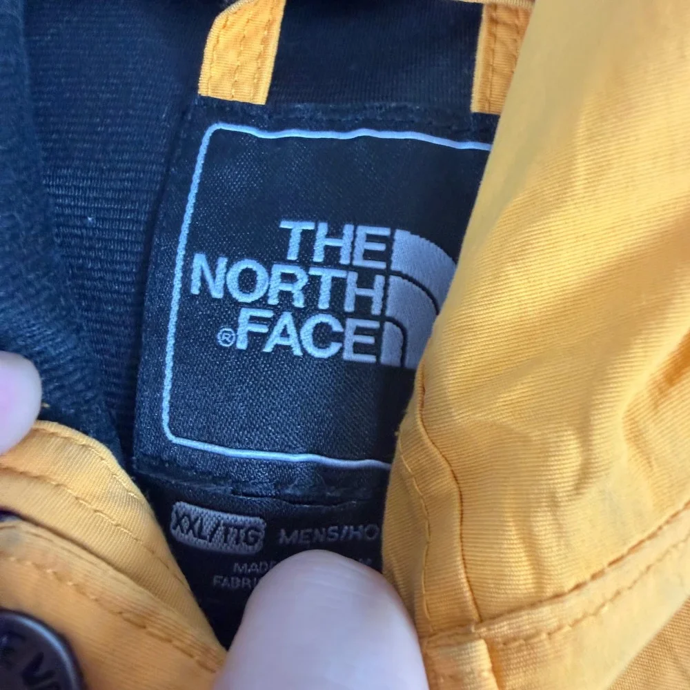 The North Face Mens XXL Colorblock Hooded Windbreaker Jacket Yellow Blue 8139